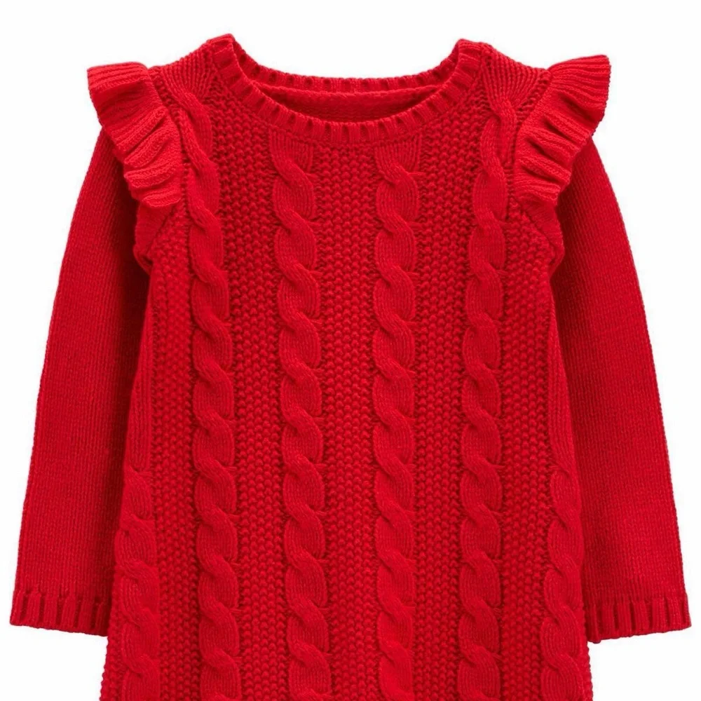 The Children's Place Red Cable-Knit Ruffle Sweater Dress 2T - Picture 6 of 6